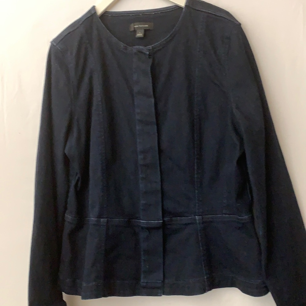 Ann Taylor Peplum Denim Jacket Size L